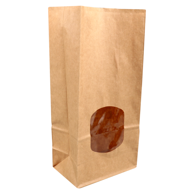 Bag, Block bottom bag, Paper + PP , 115/ 72x246mm, brown  1