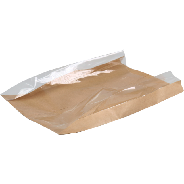 Bag, Bread and pastry bag, Kraft paper + PP , 16/ 4x28cm, brown  1
