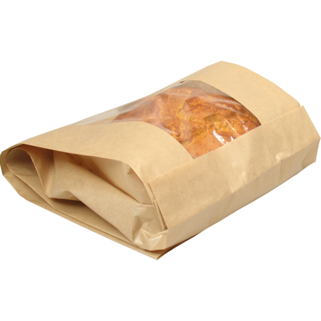 Bag, Bread and pastry bag, Kraftpapier + PP + PET, 21/ 5x42cm, brown  1