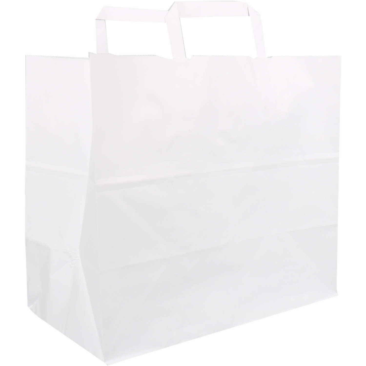 Bag, Paper, flat paper handles, 32xSide fold 16x27cm, snack carrier bag , white 1