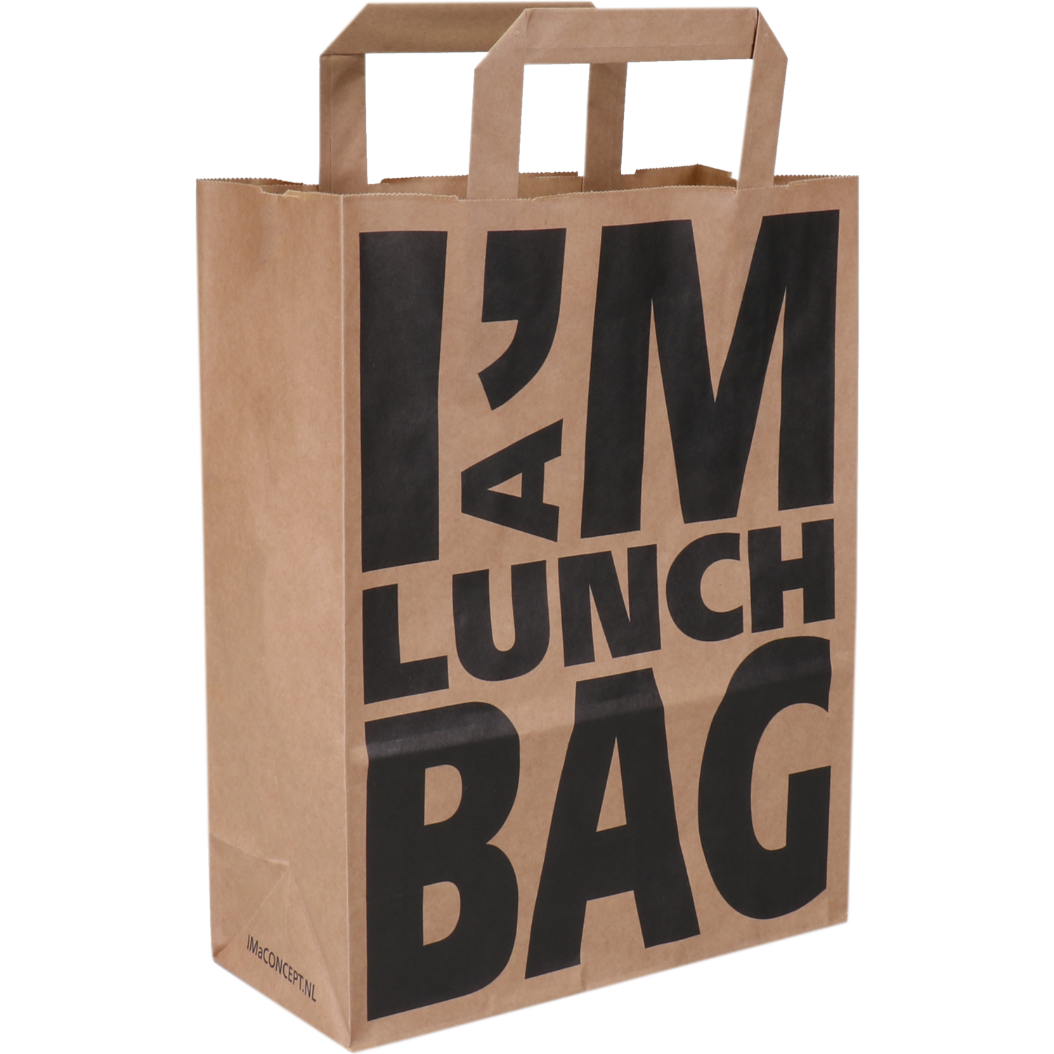 I'M Concept Bag, I'M a LUNCH bag, Paper, flat paper handles, 22xSide fold 10x28cm, carrier bag, brown  1
