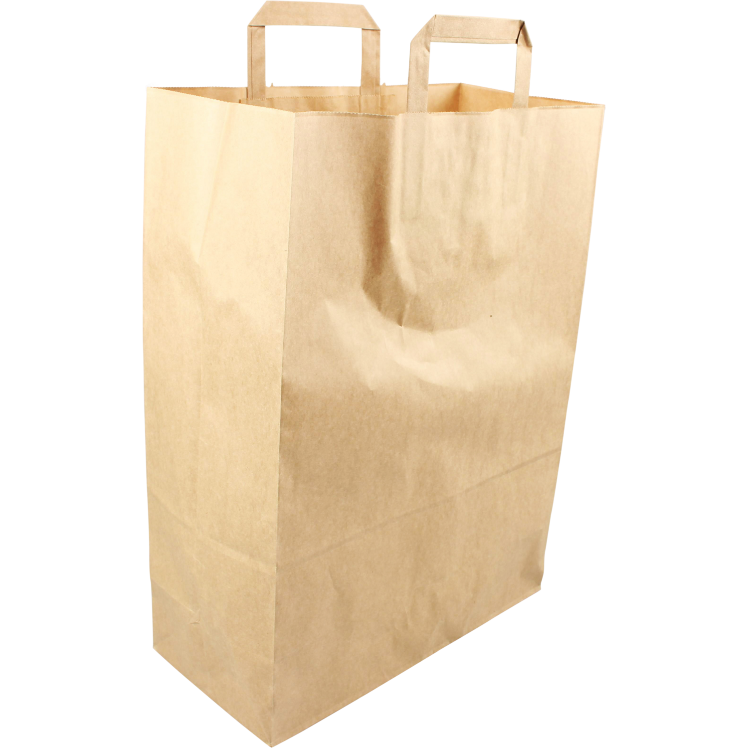 Bag, Paper, flat paper handles, 32xSide fold 16x43cm, carrier bag, brown  1