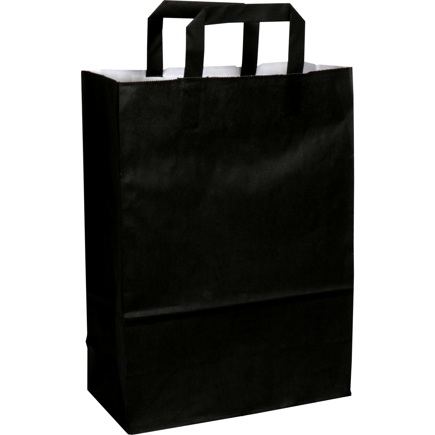 Bag, Kraft paper, flat paper handles, 26xSide fold 12x35cm, paper carrier bag, black 1