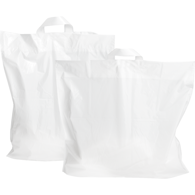 Bag, LDPE, loop, 46x52cm, bottom pleat 10cm, loop handled carrier bag, white 1