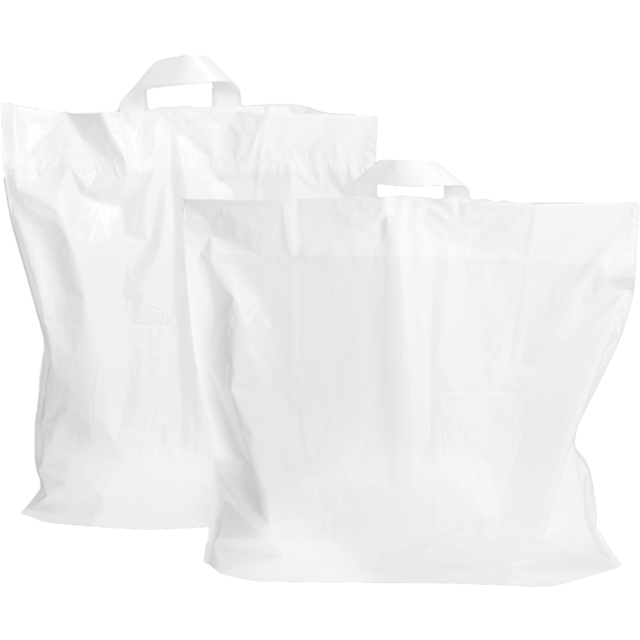 Bag, LDPE, loop, 55x50cm, bottom pleat 10cm, loop handled carrier bag, white 1