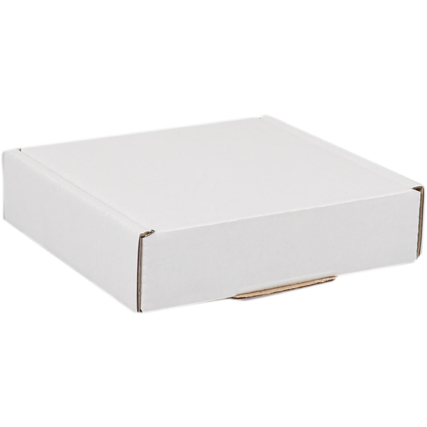  Verzenddoos, carton ondulé, 110x110x28mm, avec rabat, simple cannelure, blanc 1
