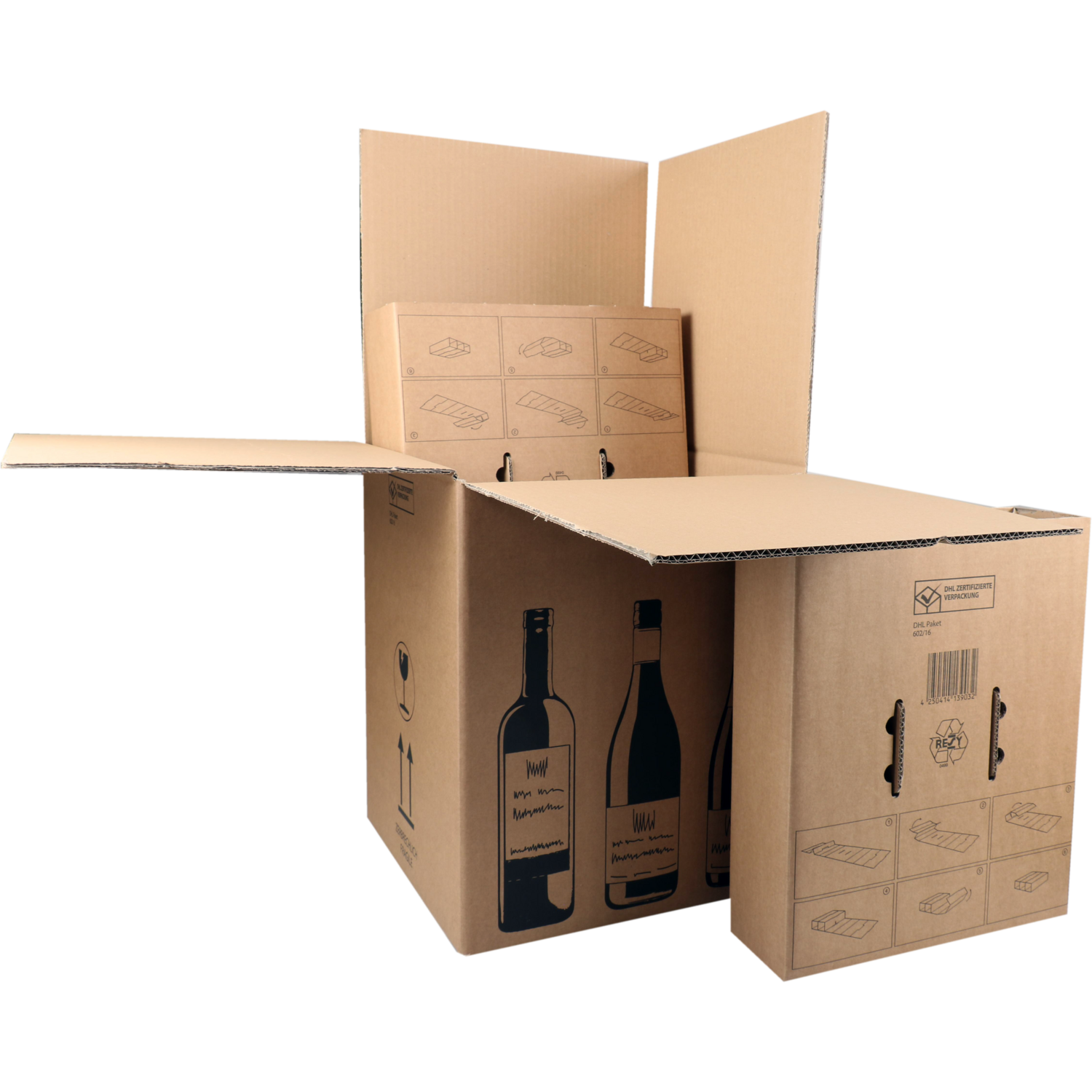 SendProof® Wine mailing box, corrugated cardboard, 316x305x368mm, 9 flessen, brown/Black 1