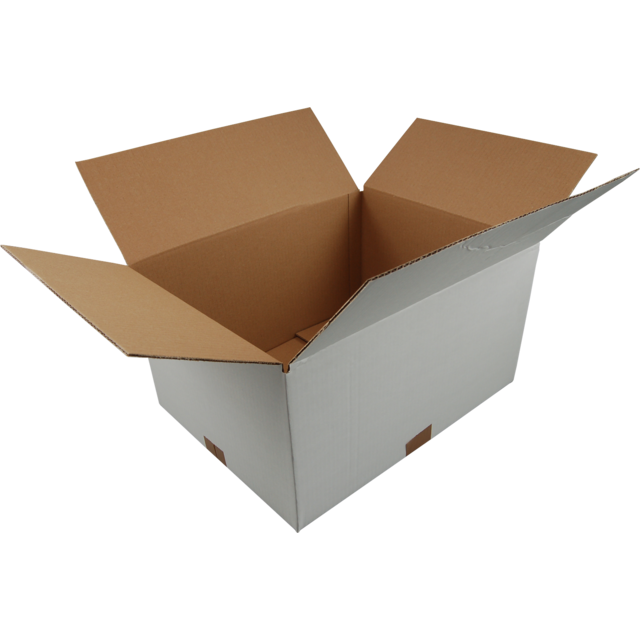  American folding box, corrugated cardboard, 430x330x225mm, single corrugation, PFE, white 1