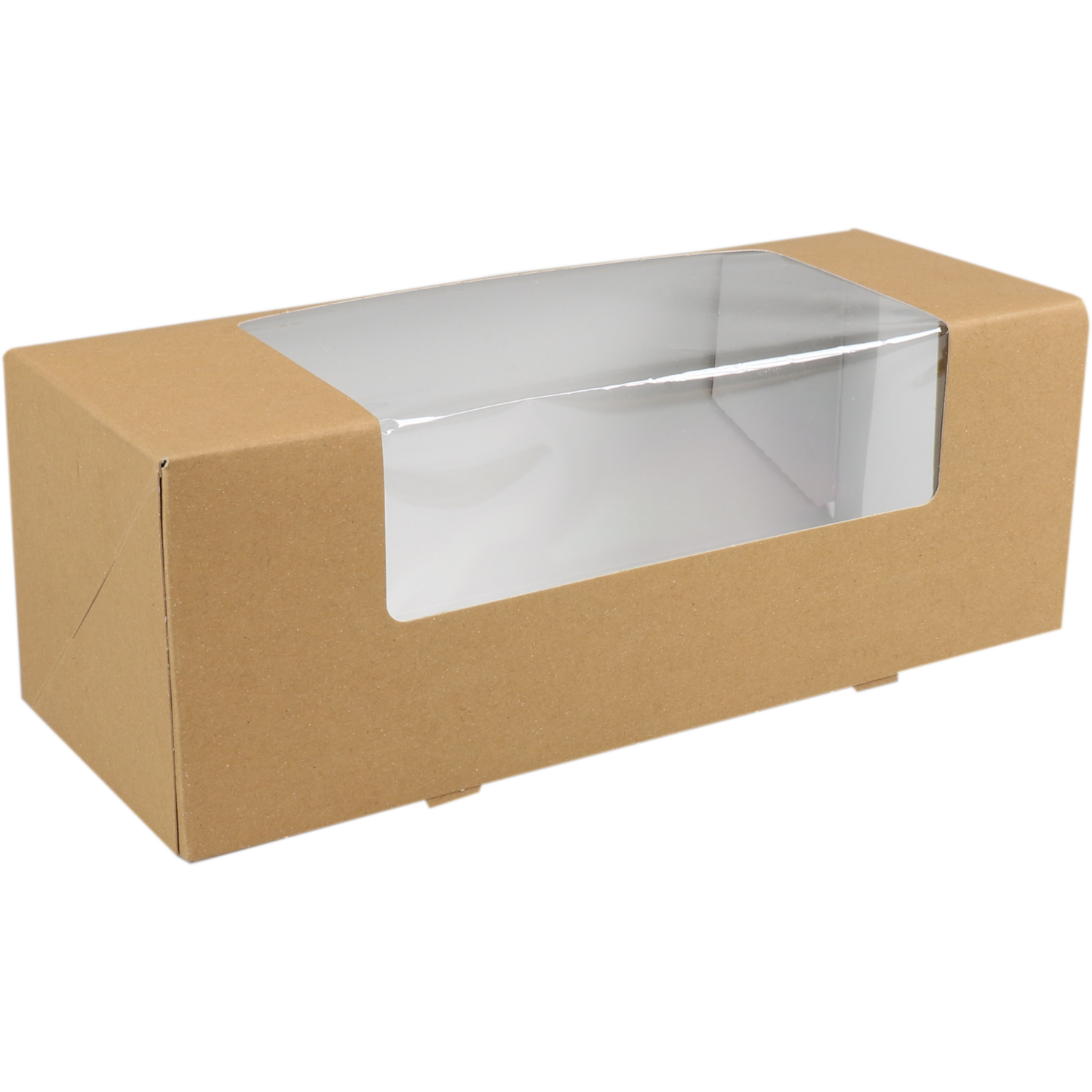  Cake box, cardboard + PET, 25x10x9cm, with window, brown  1
