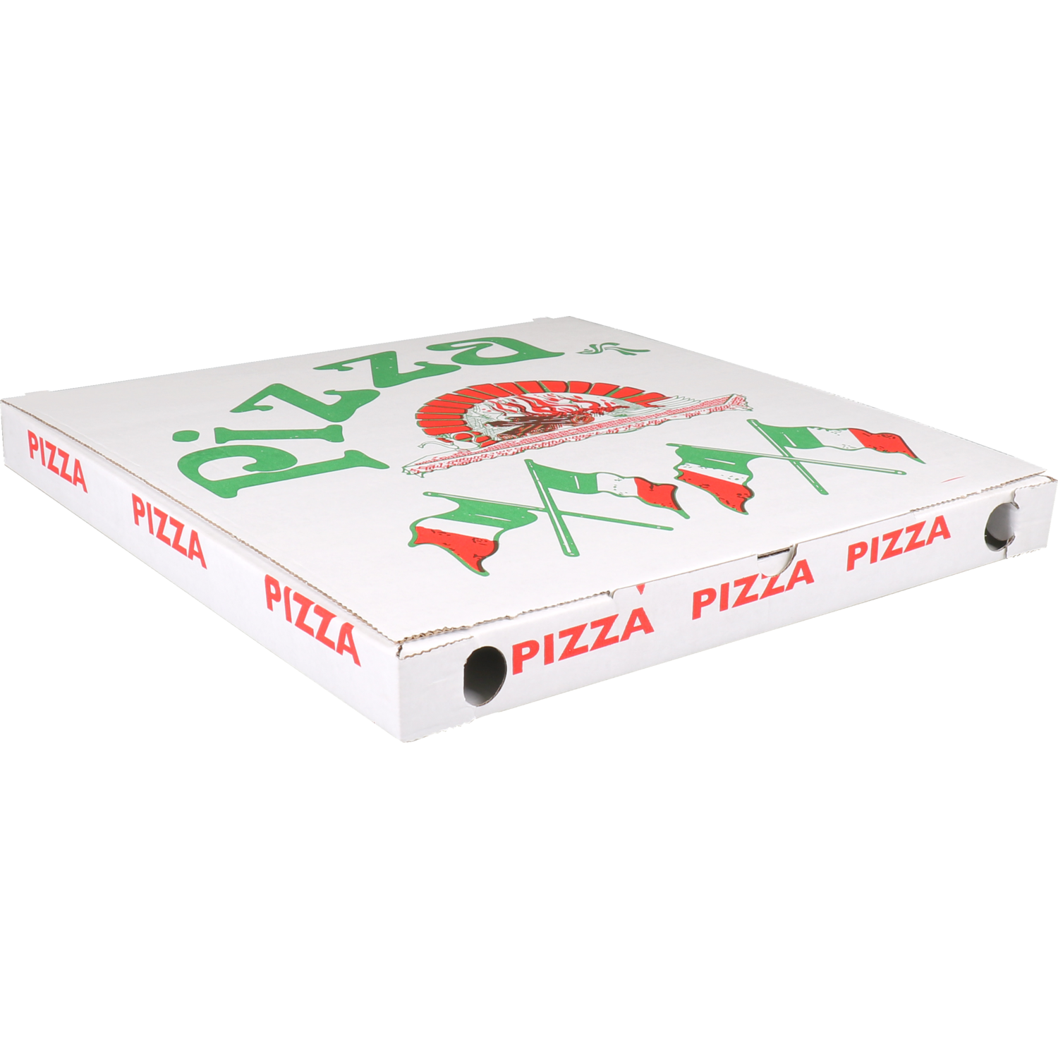  Pizza box, corrugated cardboard, 32x32x3cm, vegetale, white 1