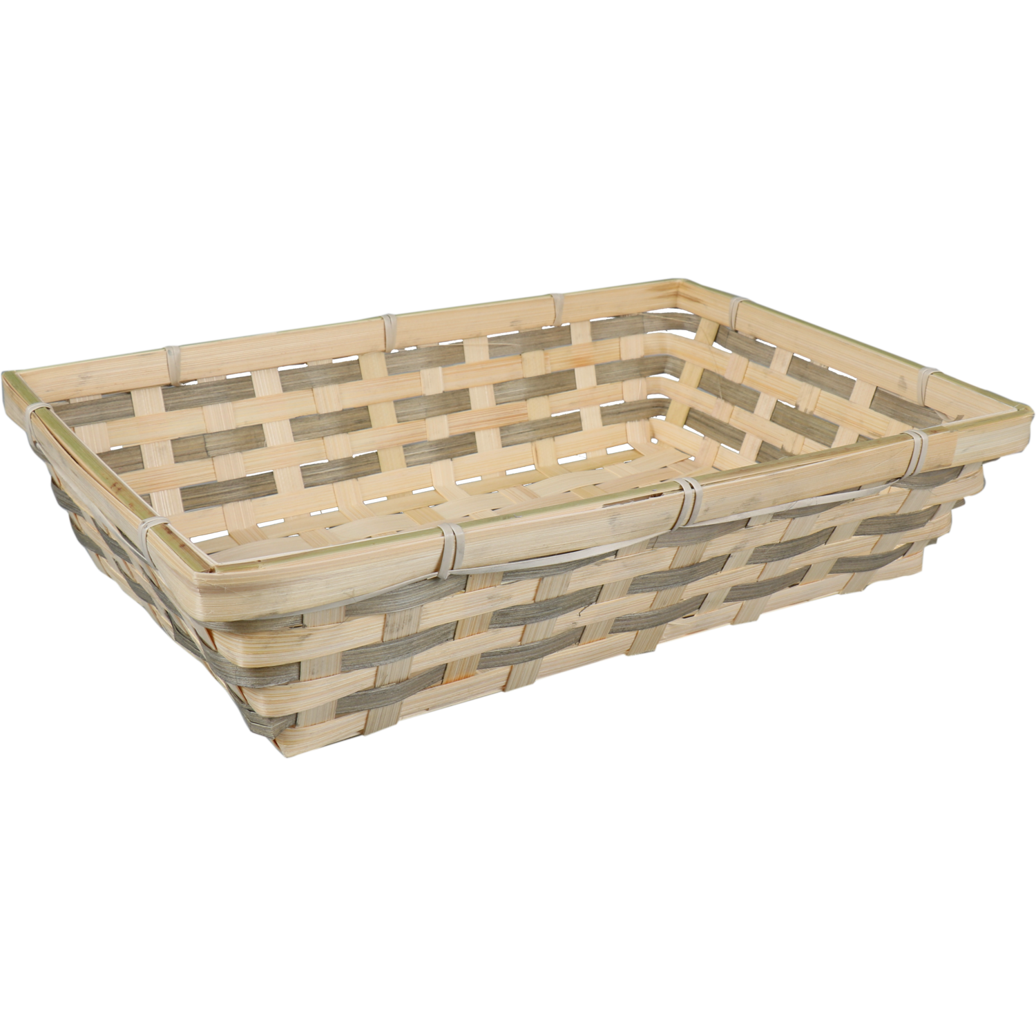 Basket, bamboo, 34x24x8cm, rectangular, natur/Grau 1