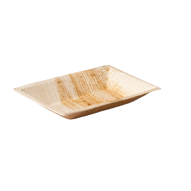 Biodore Plate, rectangular, 1 compartment, palm leaves , 17x12cm, natural 1