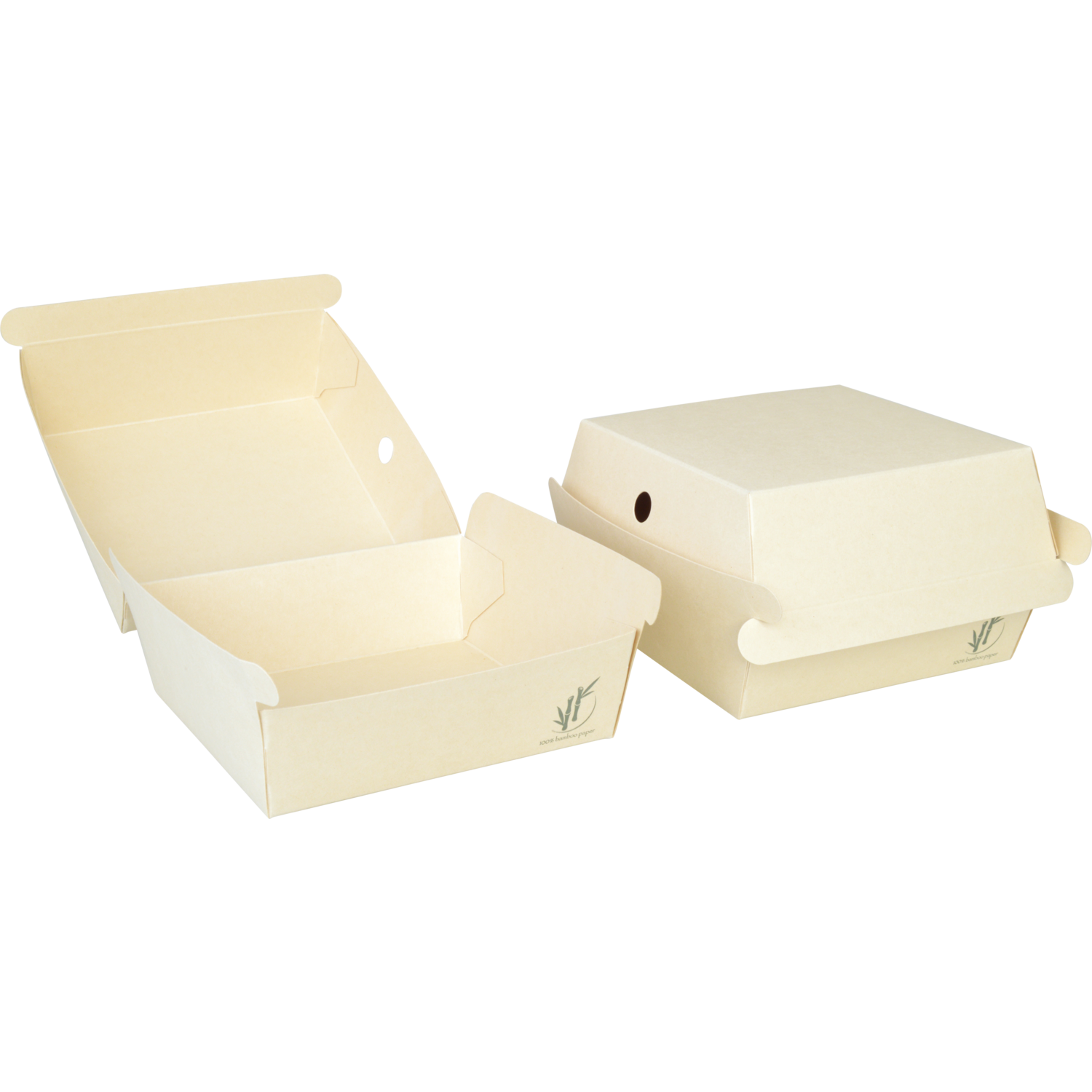 Depa® Container, Paper + PE , hamburger container, 118x115x78mm, natural 1