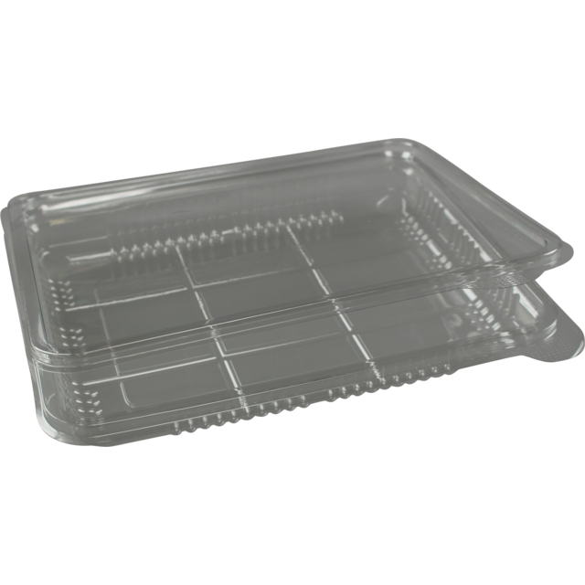 Bowl, cold-meats tray, recycled PET, rectangular, 400ml, 200x125x20mm, transparent 1