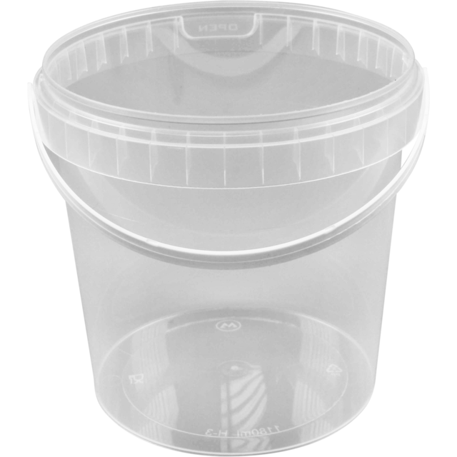 Container, PP, 1180ml, Ø133mm, with bracket, with lid, transparent 1
