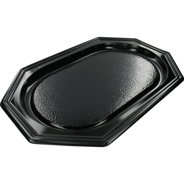 Schale, cateringschale, recyceltes PET, 8-eckig, 350x250x25mm, schwarz 1