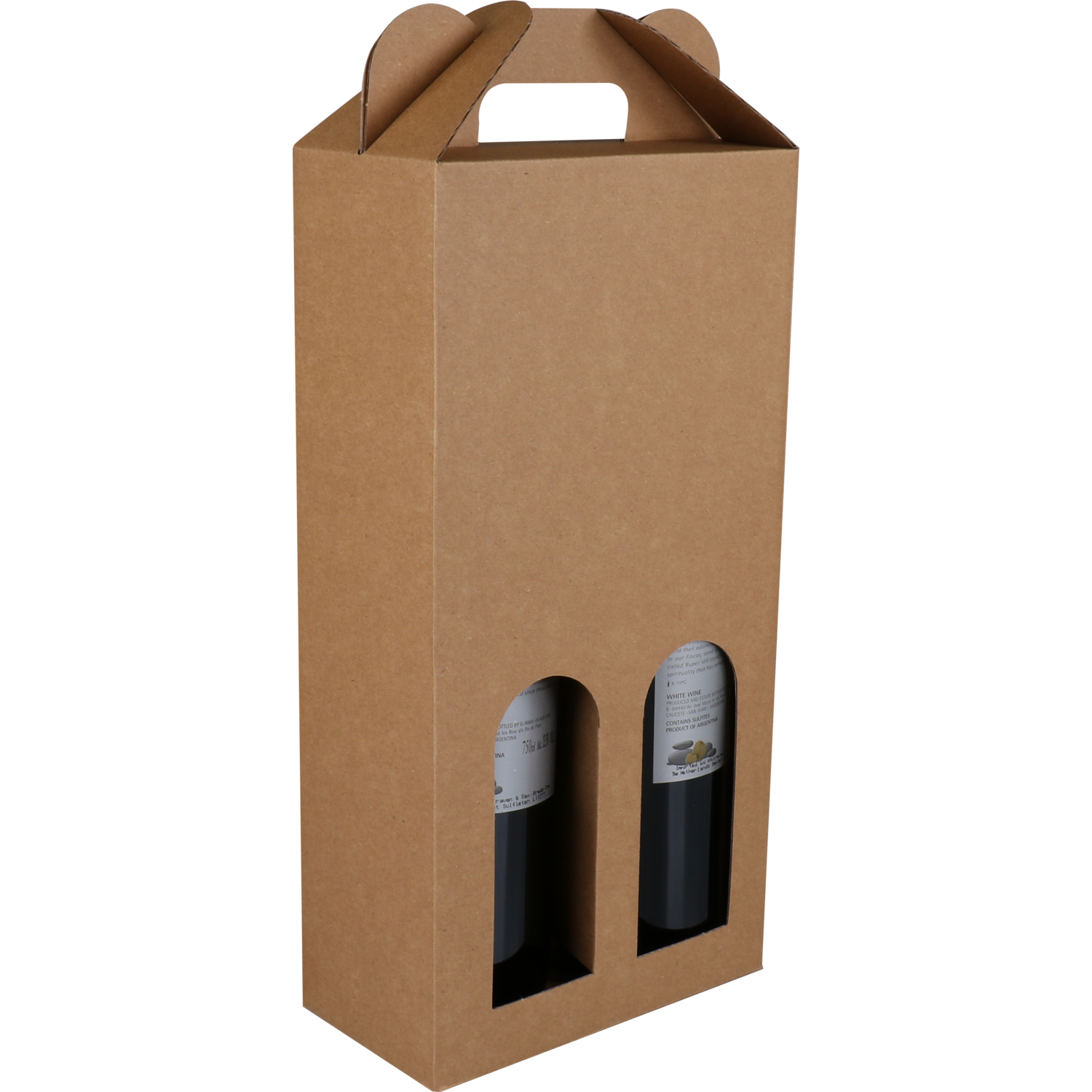 Bottle carrier cardboard, Basic line, 2 bottles , corrugated cardboard, brown  1
