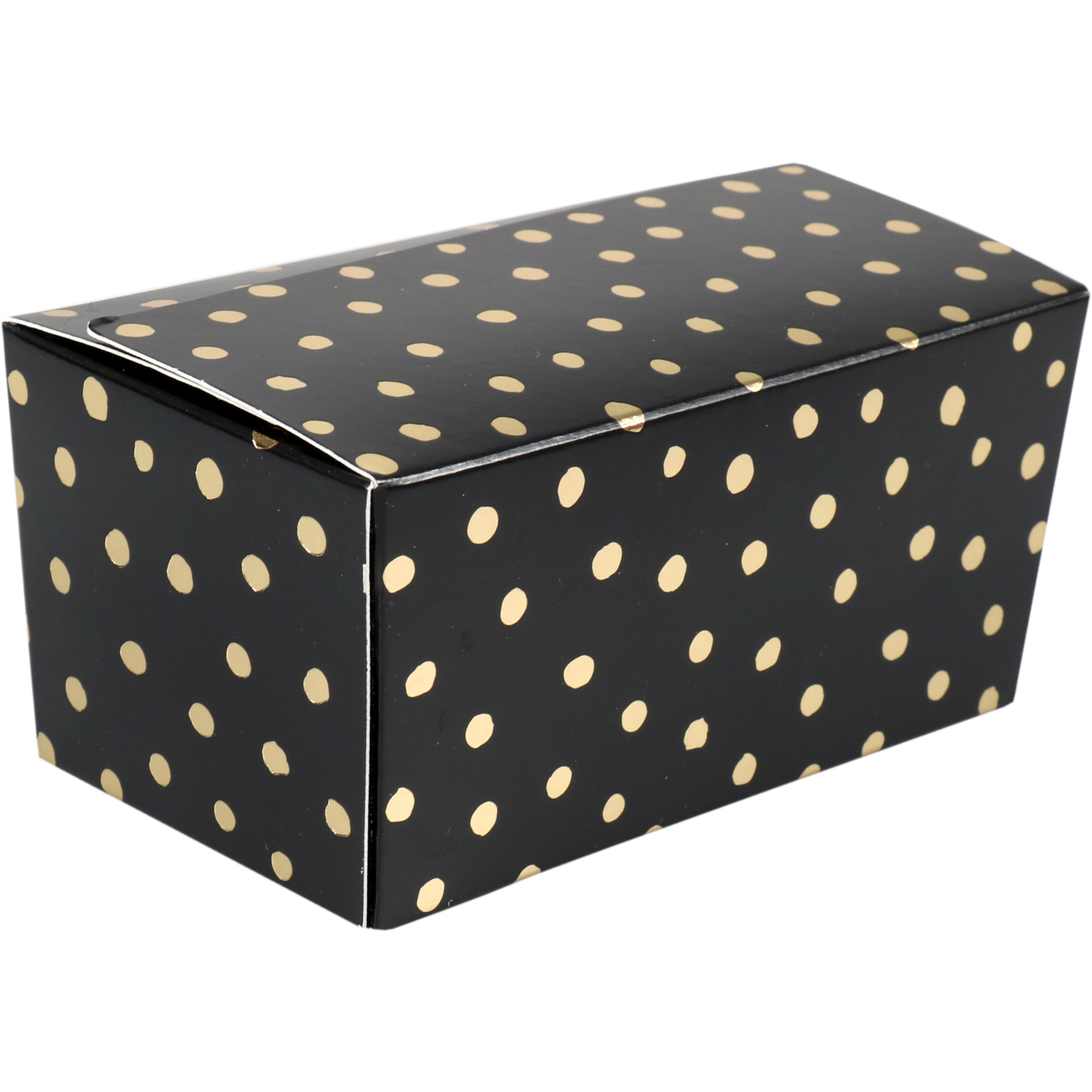 Geschenkpackung, Party dots, karton + PP + PET , 250gr, 55x113x62mm, schwarz/Gold 1