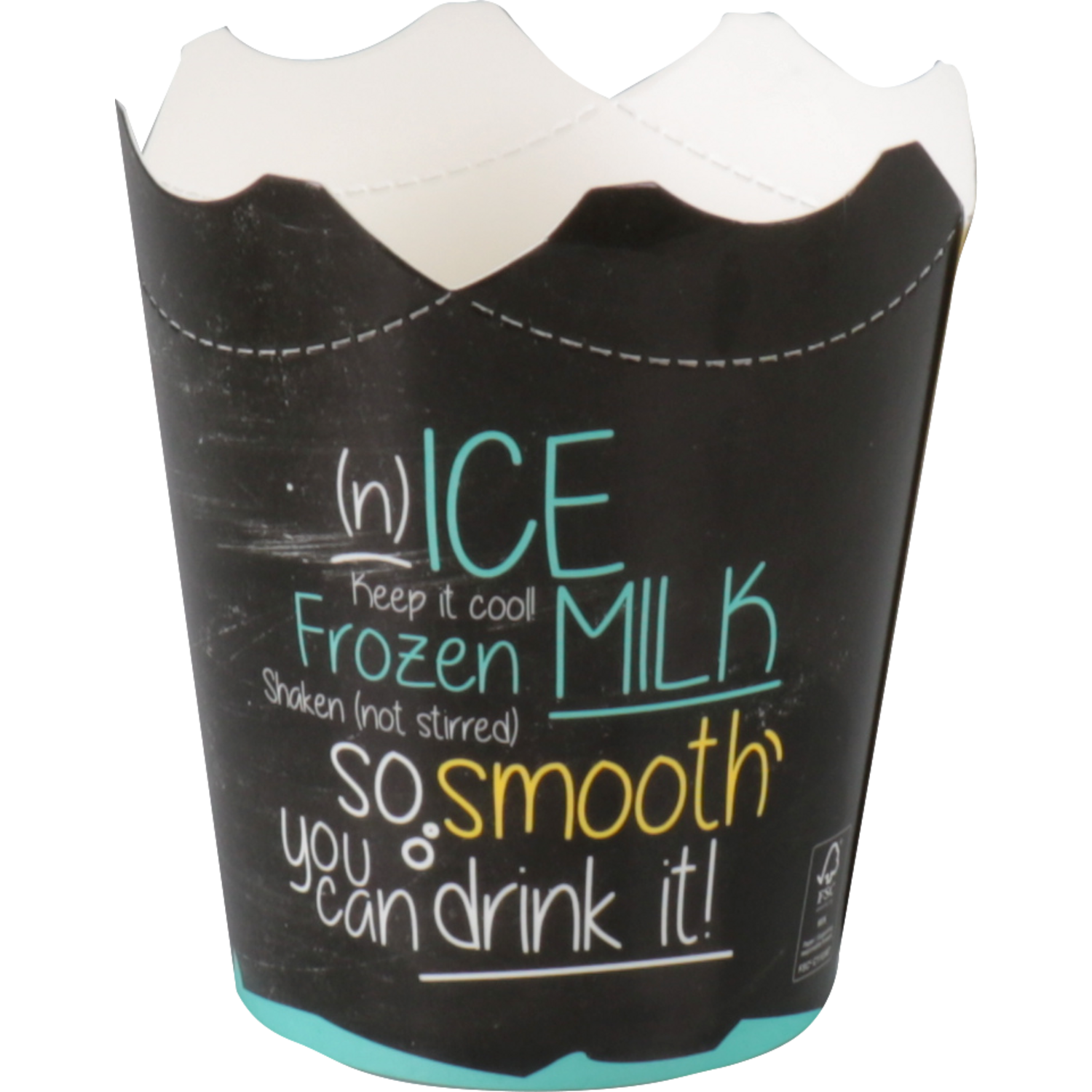 Depa®, Ice-cream tub, ICE is (N)ICE, Cardboard + PE, opstaande rand, 250ml, 10oz, zwart/lichtblauw 1