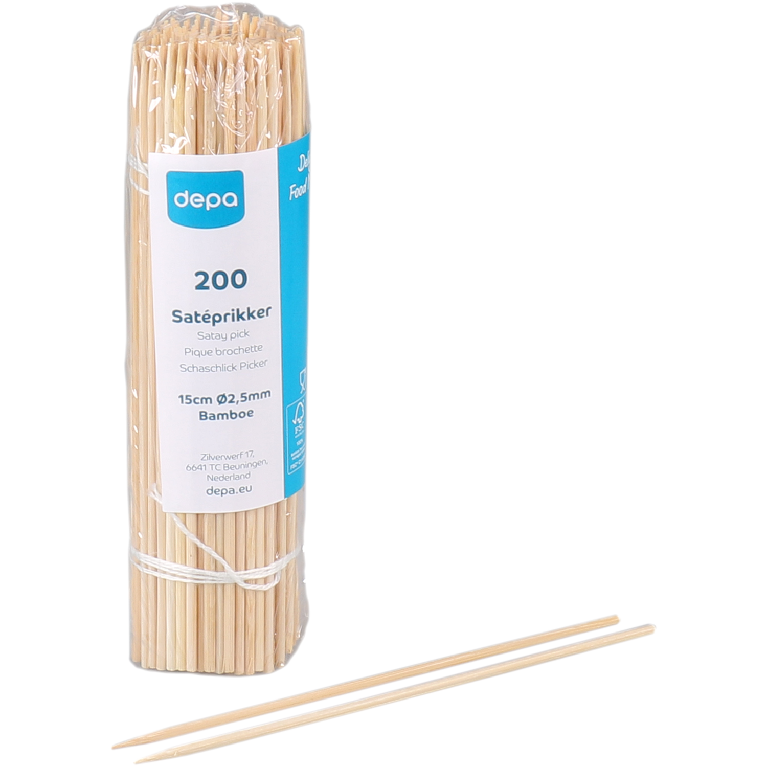 Depa® Cocktail sticks, satay skewer, Bamboo, 150mm, natural 1