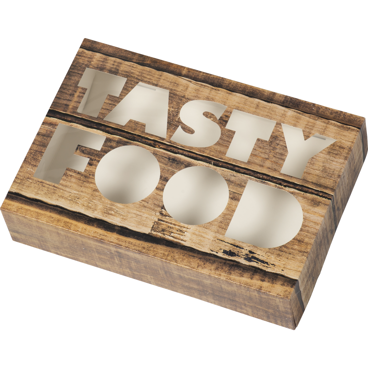  Catering box, Tastyfood, cardboard + PP, 357x247x80mm, brown  1