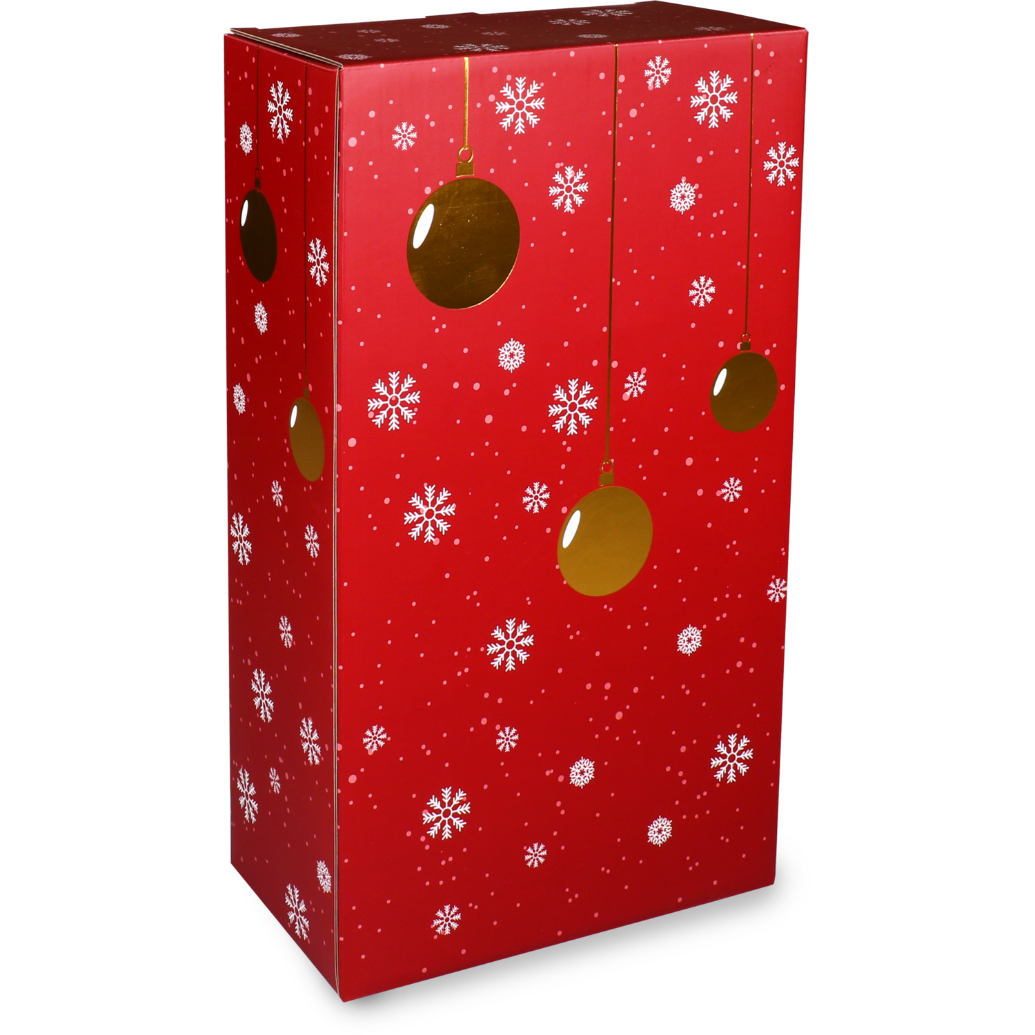 Flesdoos, Wonderful time, karton + PP, 2 flessen, 191x95x330mm, Kerstmis, rood 1