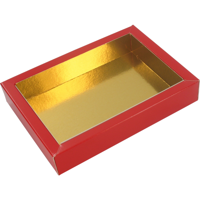  Chocoladeletterdoos, karton + PET, 195x140x35mm, rood 1