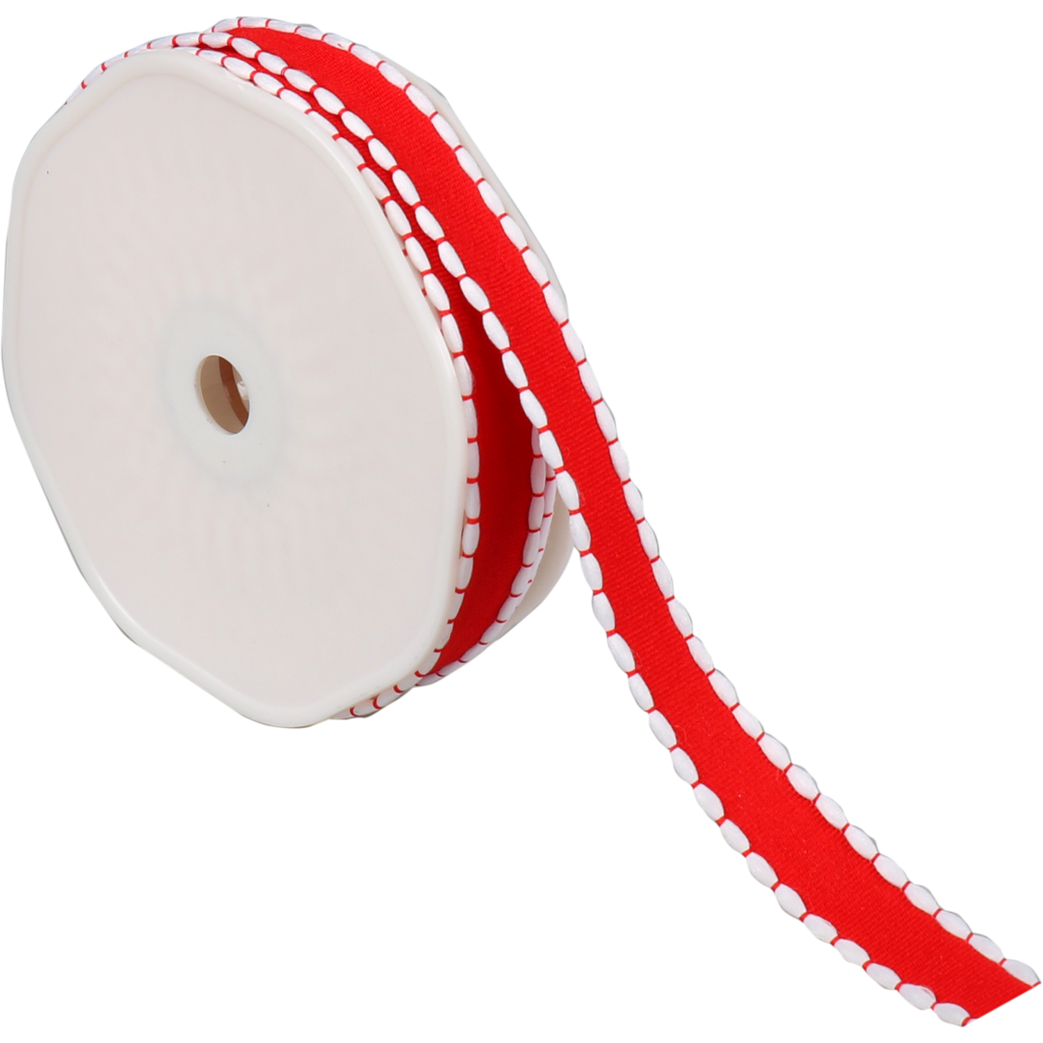 Ribbon, 15mm, 25m, Xmas, rot/Weiß 1