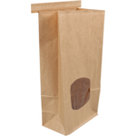 Bag, Block bottom bag, Paper + PP , 72x246mm, x115mm, brown 