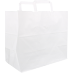 Tasche, Papier, flacher Papier-Handgriff, 32x 16x27cm, snacktasche, weiß