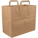 Bag, Paper, flat paper handles, 32xSide fold 16x27cm, snack carrier bag , brown 
