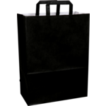 Bag, Kraft paper, flat paper handles, 32xSide fold 16x43cm, paper carrier bag, black