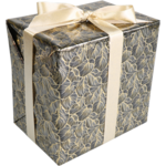 Gift-wrapping paper, 50cm, 200m, Leafs, schwarz/Gold