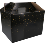  Maaltijdbezorgbox, Sparkling stars, corrugated cardboard, 370x275x250mm, schwarz/Gold