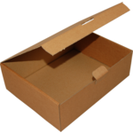  Folding box, corrugated cardboard, 300x240x100mm, with closure flap, single corrugation, brown 