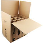 SendProof® Wine mailing box, corrugated cardboard, 12 bottles, 420x305x368mm, brown/Black