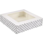 Depa® Cake box, Love to Eat, cardboard + PET, 19x19x5cm, with window, blanc/Noir
