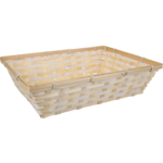 Basket, bamboo, 39x29x10cm, rectangular, naturel/wit