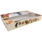 Catering box, Bon appetit, cardboard + PLA, 310x460x80mm, with window, white