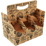 Bottle carrier cardboard, Best Beer, 6 compartments , corrugated cardboard, brown 