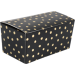 Ballotin, Party dots, carton + PP + PET , 250gr, 55x113x62mm, schwarz/Gold