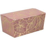 Geschenkpackung, Leafs, karton + PP + PET , 250gr, 55x113x62mm, roze/goud