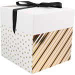 Box, Dots & Stripes, pop-up, 15x15x15cm, schwarz/Gold