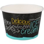 Cup, ice-cream tub, cardboard + PE, 200ml, 8oz, Ø 95mm, 62mm, blauw/zwart